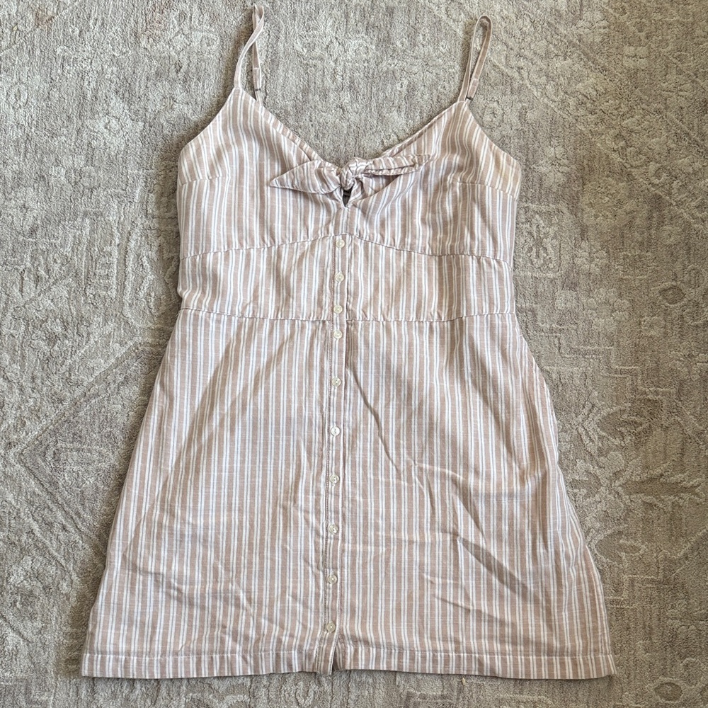 Abercrombie & Fitch Striped Mini Dress - Cream and White